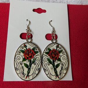 Ladies Ed Hardy Rose Earrings - By Christian Audigier